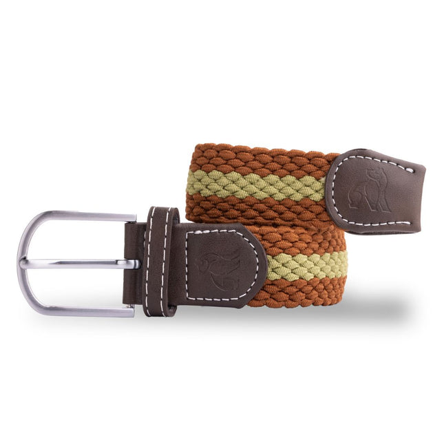 Mens Woven Belts - Woven Belt - Brown / Khaki Stripe Mens Woven Belts - Woven Belt - Brown / Khaki Stripe