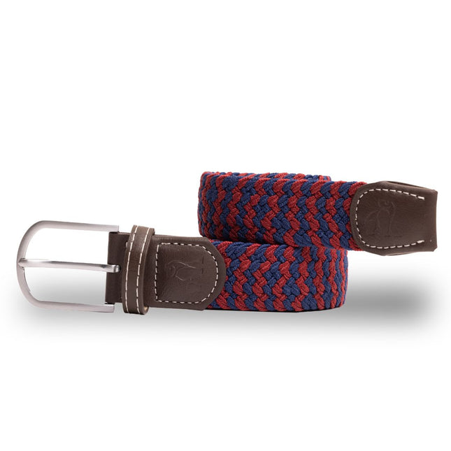 Mens Woven Belts - Woven Belt - Burgundy Zigzag Mens Woven Belts - Woven Belt - Burgundy Zigzag