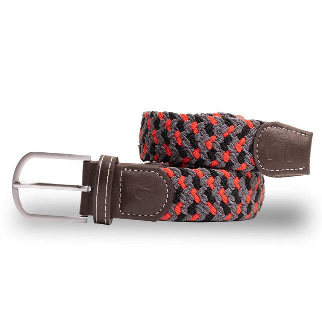Mens Woven Belts - Woven Belt - Grey / Red Zigzag Mens Woven Belts - Woven Belt - Grey / Red Zigzag