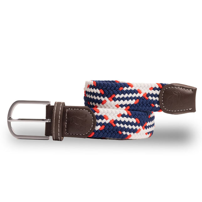 Mens Woven Belts - Woven Belt - Blue & Red Diagonal Stripe Mens Woven Belts - Woven Belt - Blue & Red Diagonal Stripe