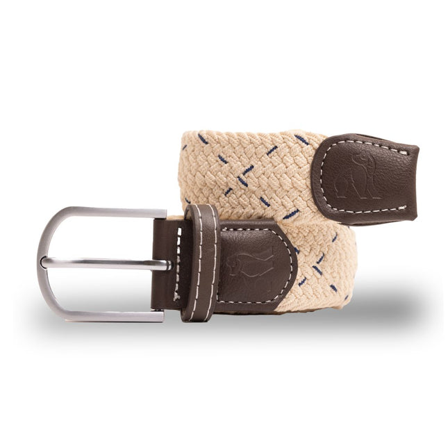 Mens Woven Belts - Woven Belt - Cream & Blue Dot Mens Woven Belts - Woven Belt - Cream & Blue Dot