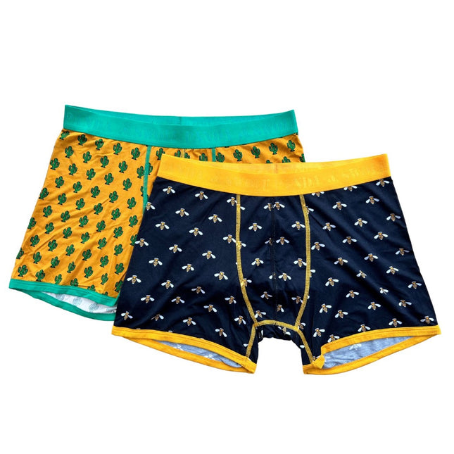 Bamboo Underwear - Bamboo Boxers 2 Pack - Bumblebee / Cactus Bamboo Underwear - Bamboo Boxers 2 Pack - Bumblebee / Cactus