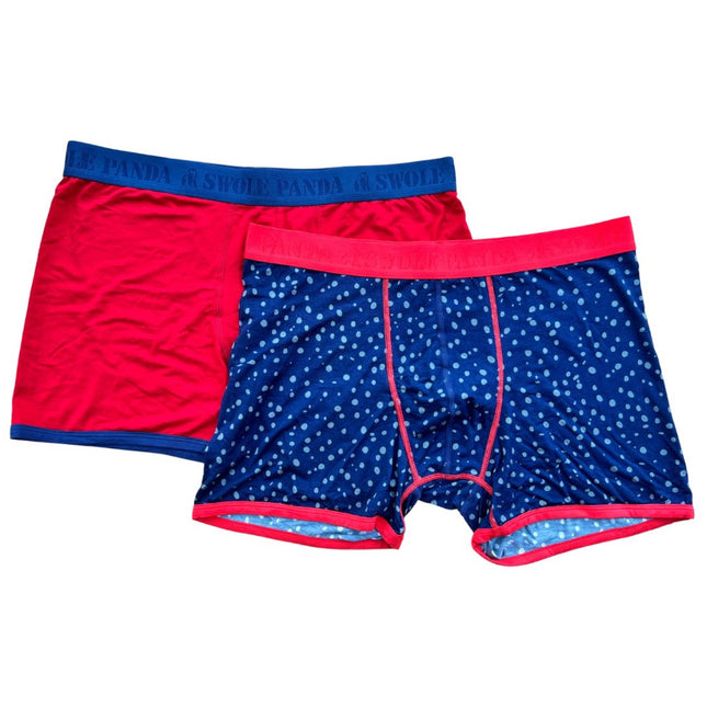 Bamboo Underwear - Bamboo Boxers 2 Pack - Red / Grey Spotted Bamboo Underwear - Bamboo Boxers 2 Pack - Red / Grey Spotted