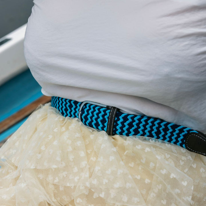 Woven Belt - Sky Blue Zigzag