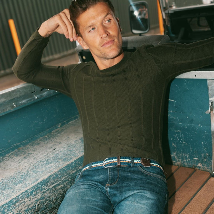 Woven Belt - Orange / Burgundy Fine Stripe