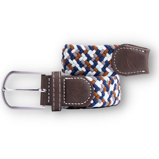 Mens Woven Belts - Woven Belt - Navy / Grey & Brown Zigzag Mens Woven Belts - Woven Belt - Navy / Grey & Brown Zigzag