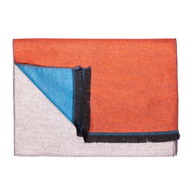 Bamboo Scarves - Orange, Blue & Grey Stripe Bamboo Scarf Bamboo Scarves - Orange, Blue & Grey Stripe Bamboo Scarf