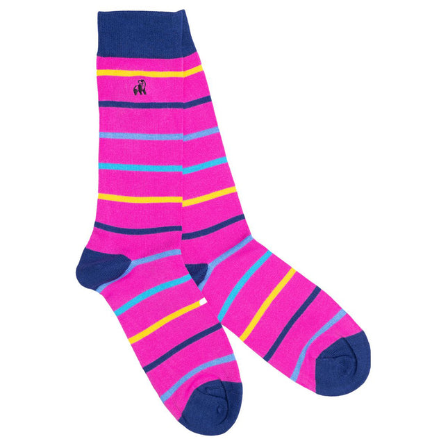 Men's Striped Bamboo Socks - Pink Multi Stripe Bamboo Socks Men's Striped Bamboo Socks - Pink Multi Stripe Bamboo Socks