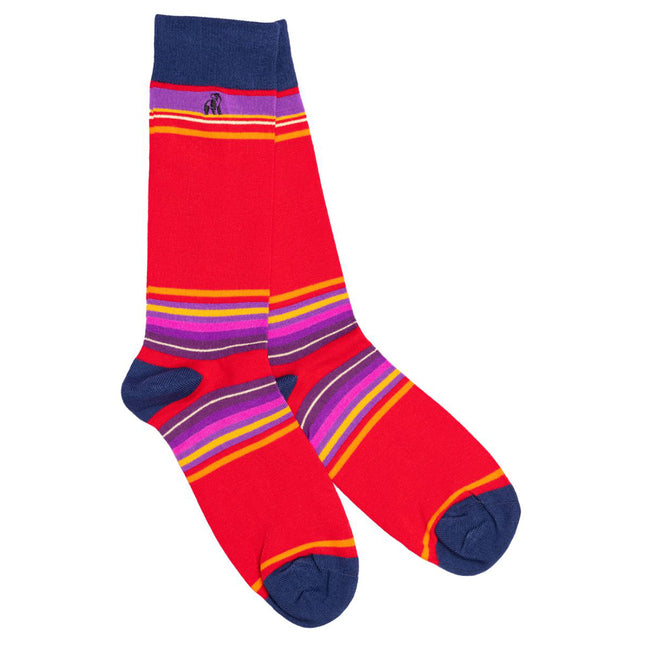 Men's Striped Bamboo Socks - Red Multi Stripe Bamboo Socks Men's Striped Bamboo Socks - Red Multi Stripe Bamboo Socks