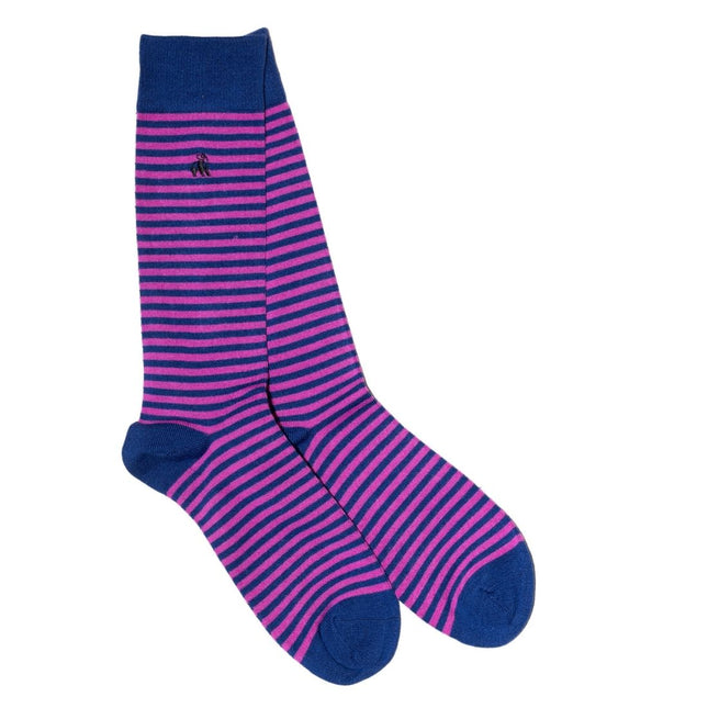 Men's Striped Bamboo Socks - Rich Pink Narrow Striped Bamboo Socks Men's Striped Bamboo Socks - Rich Pink Narrow Striped Bamboo Socks