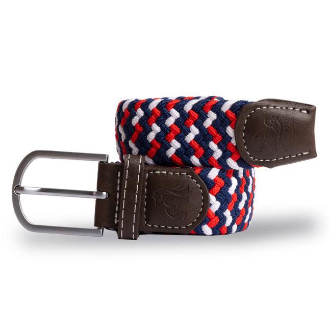 Mens Woven Belts - Woven Belt - Blue / Red / White Zigzag Mens Woven Belts - Woven Belt - Blue / Red / White Zigzag