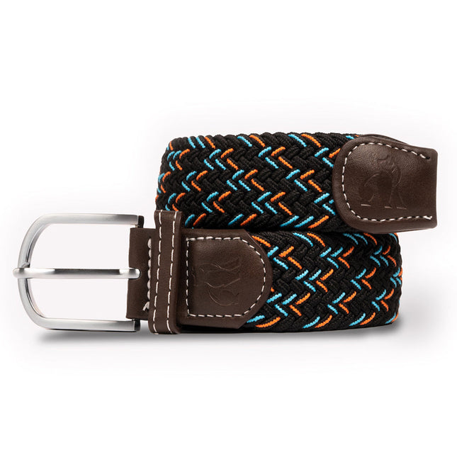 Mens Woven Belts - Woven Belt - Black / Orange & Blue Dot Mens Woven Belts - Woven Belt - Black / Orange & Blue Dot