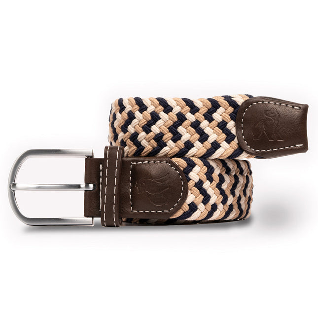 Mens Woven Belts - Woven Belt - Navy / Beige Zigzag Mens Woven Belts - Woven Belt - Navy / Beige Zigzag