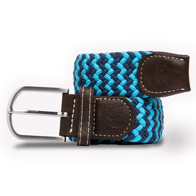 Mens Woven Belts - Woven Belt - Sky Blue Zigzag Mens Woven Belts - Woven Belt - Sky Blue Zigzag