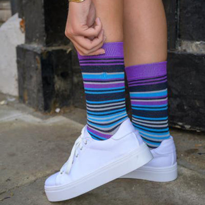 Purple and Blue Striped Bamboo Socks