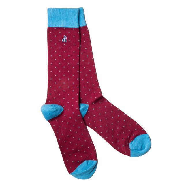 Mens Bamboo Socks - Spotted Burgundy Bamboo Socks Mens Bamboo Socks - Spotted Burgundy Bamboo Socks