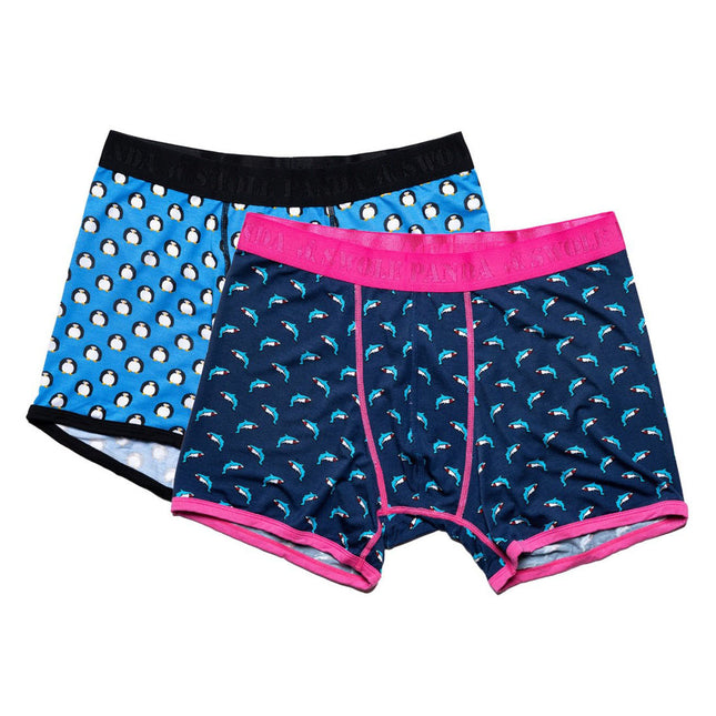 Bamboo Underwear - Bamboo Boxers 2 Pack - Penguins & Sharks Bamboo Underwear - Bamboo Boxers 2 Pack - Penguins & Sharks