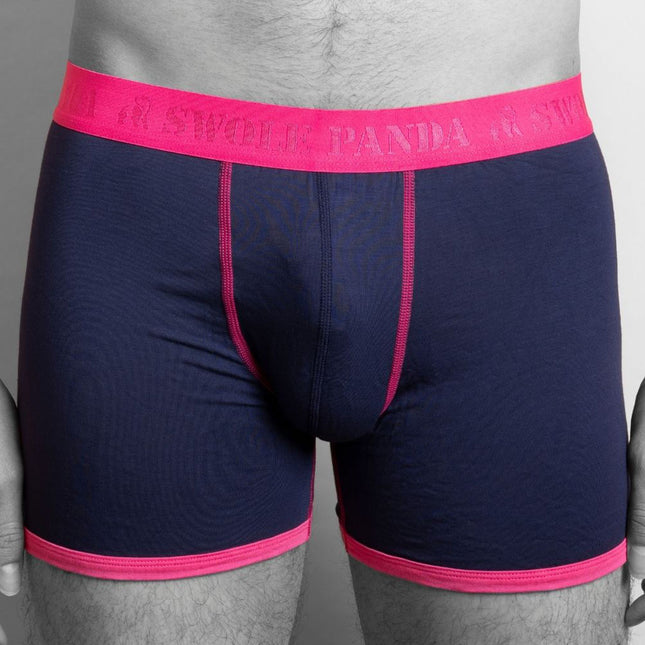 Christmas Boxer Shorts - Bamboo Boxers - Navy / Pink Band Christmas Boxer Shorts - Bamboo Boxers - Navy / Pink Band