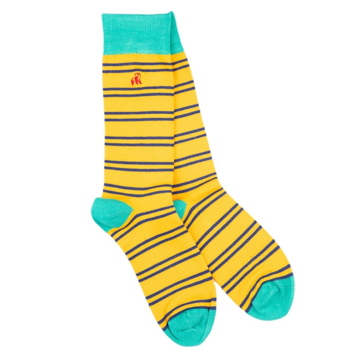 Yellow & Black Striped Bamboo Socks