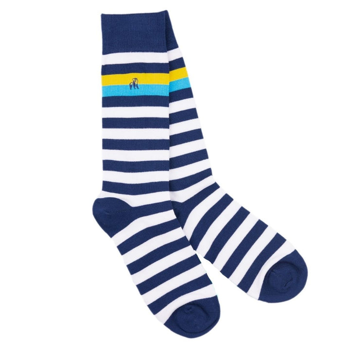 Navy, Yellow & Blue Striped Bamboo Socks