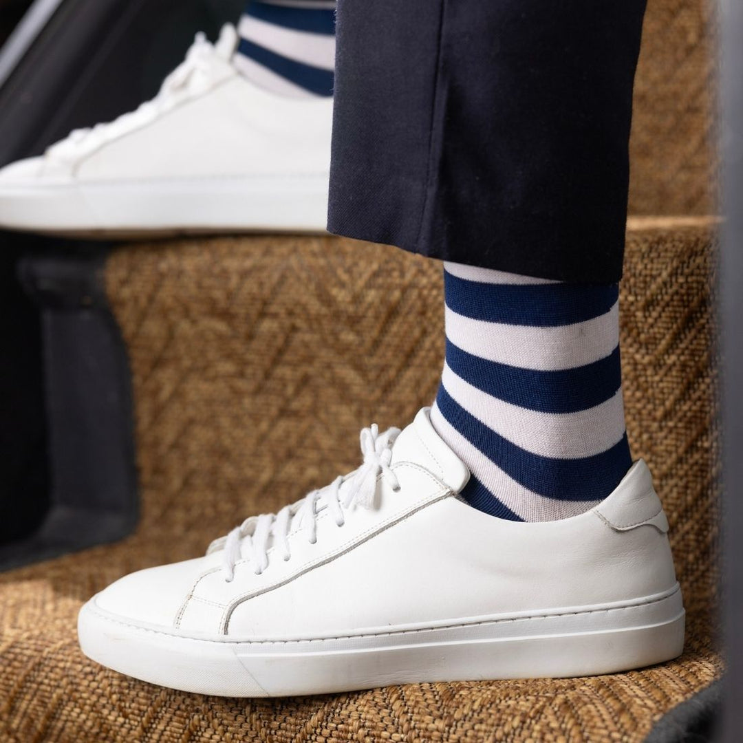 Navy, Yellow & Blue Striped Bamboo Socks