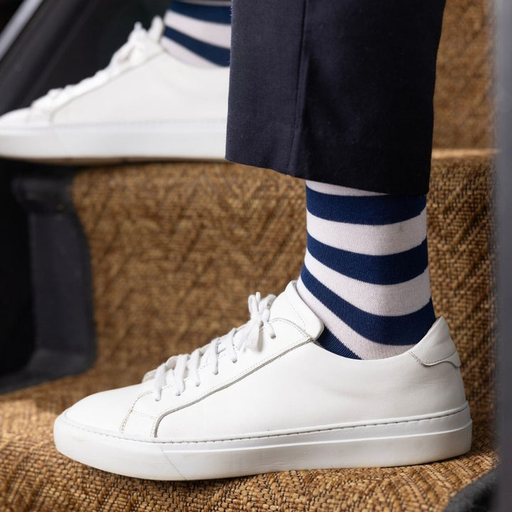 Navy, Yellow & Blue Striped Bamboo Socks