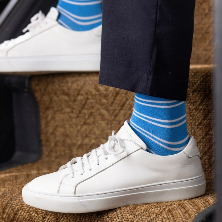 Light Blue Striped Bamboo Socks