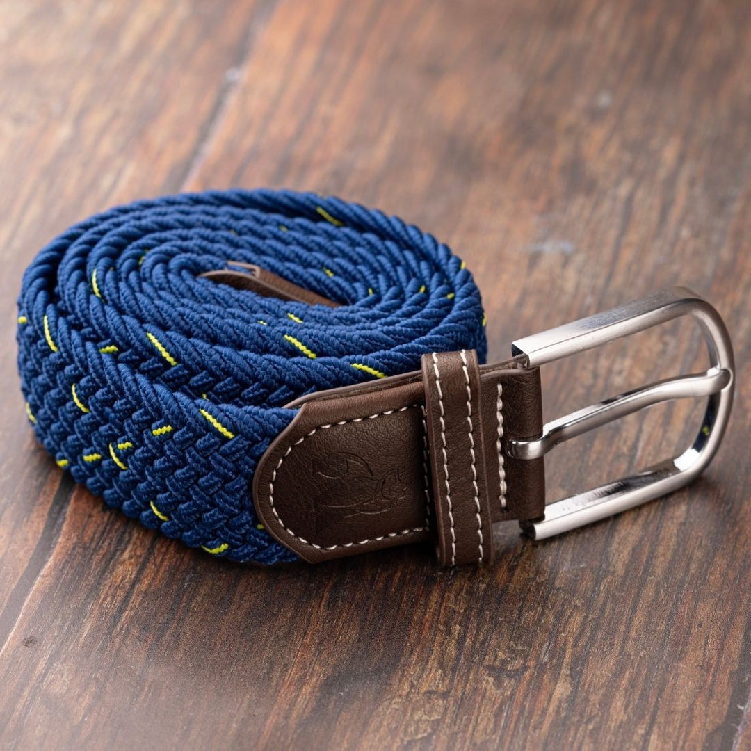 Woven Belt - Navy & Green Dot