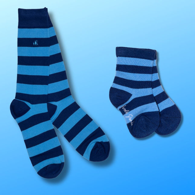 Bamboo Socks - Blue Stripe Matching Bamboo Socks (Adult & Child)