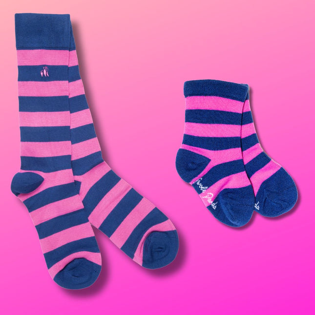 Bamboo Socks - Pink Stripe Matching Bamboo Socks (Adult & Child)