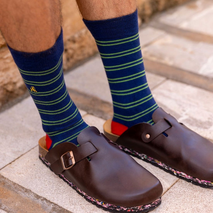 Green & Teal Striped Bamboo Socks