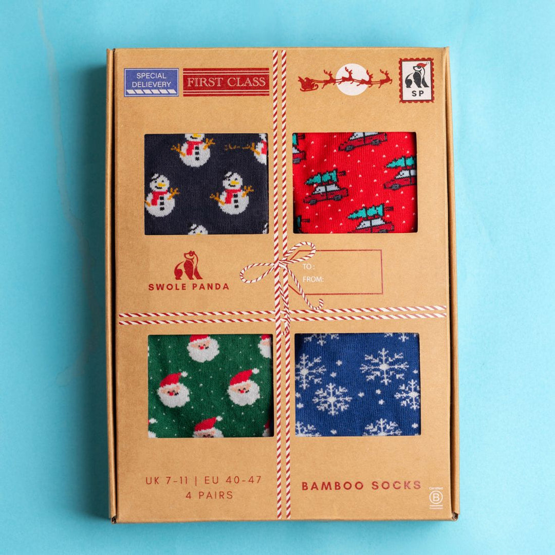Christmas Mail Sock Box - 4 Pairs of Bamboo Socks (His)