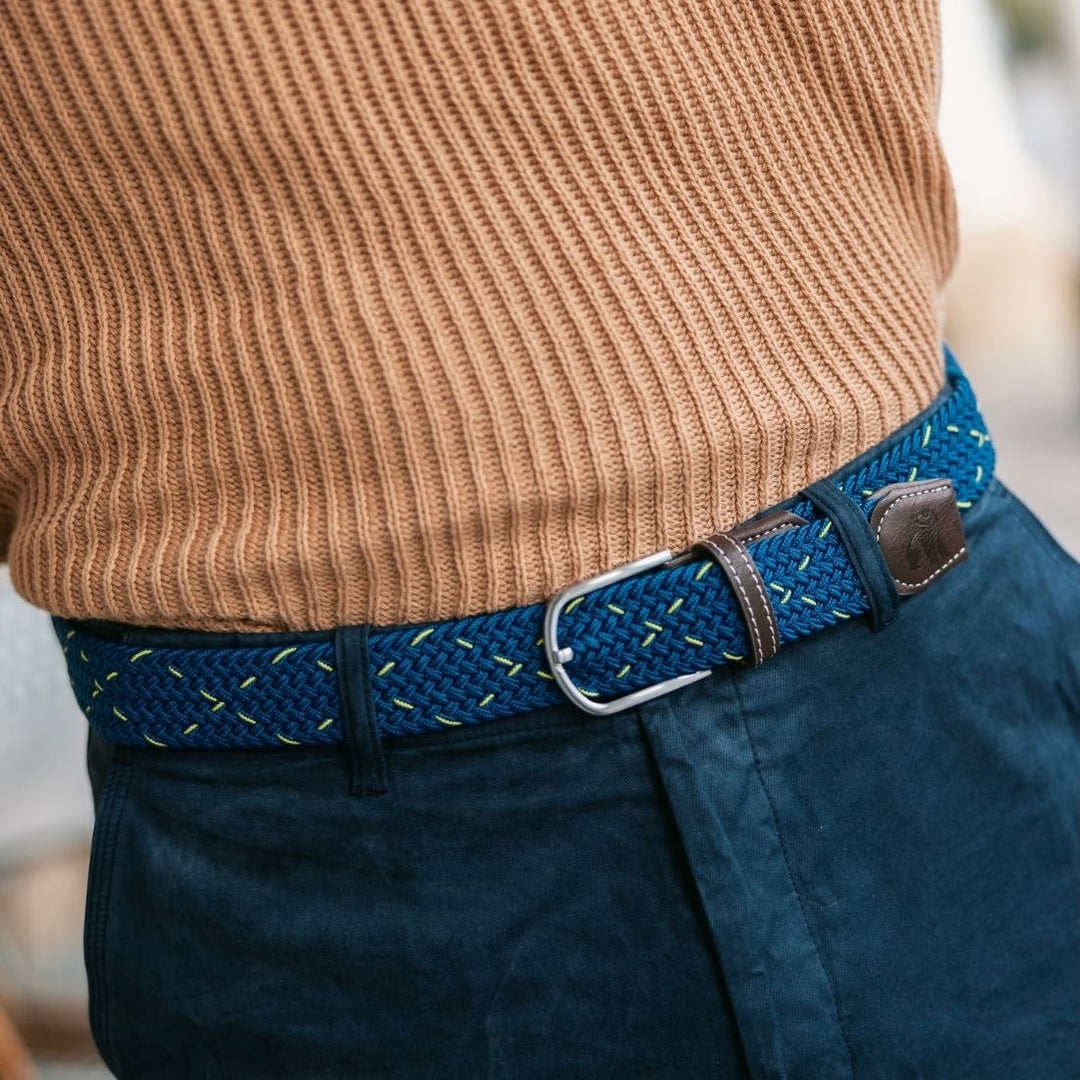 Woven Belt - Navy & Green Dot