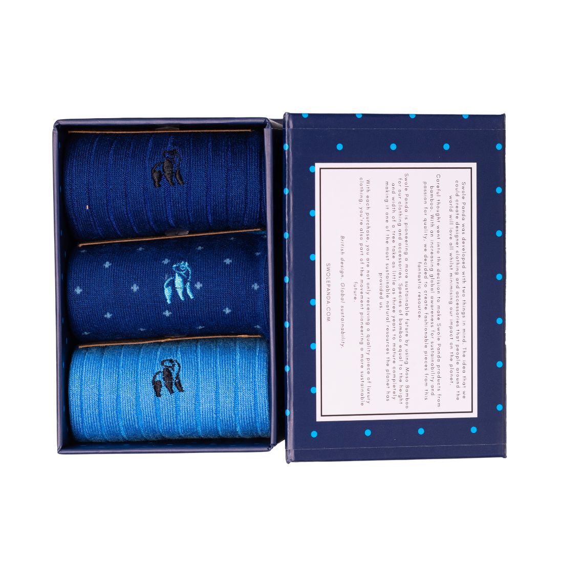 Spotted Blue Sock Box - 3 Pairs of Bamboo Socks (His)