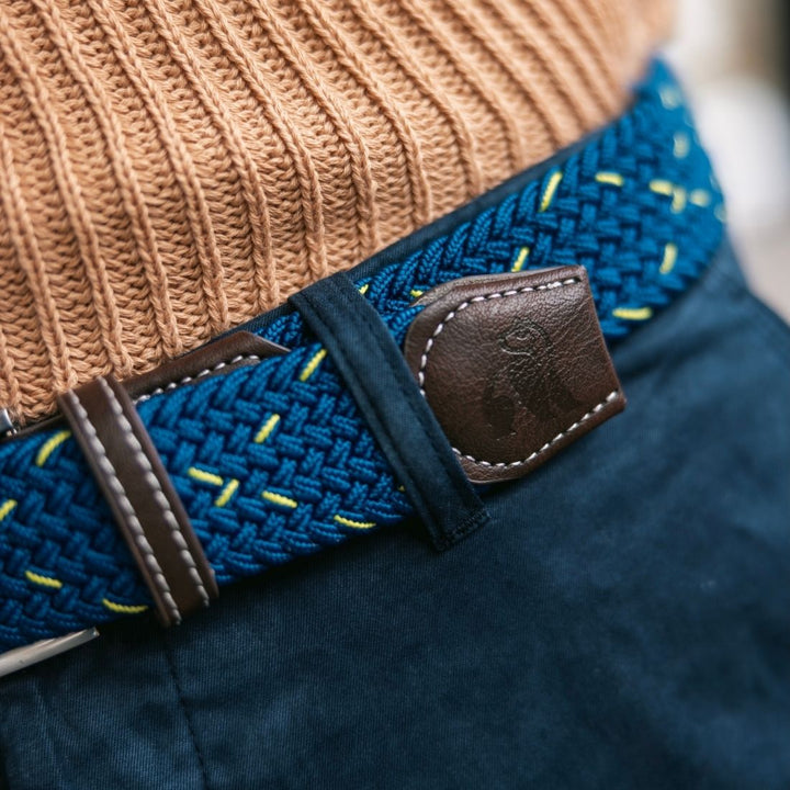 Woven Belt - Navy & Green Dot