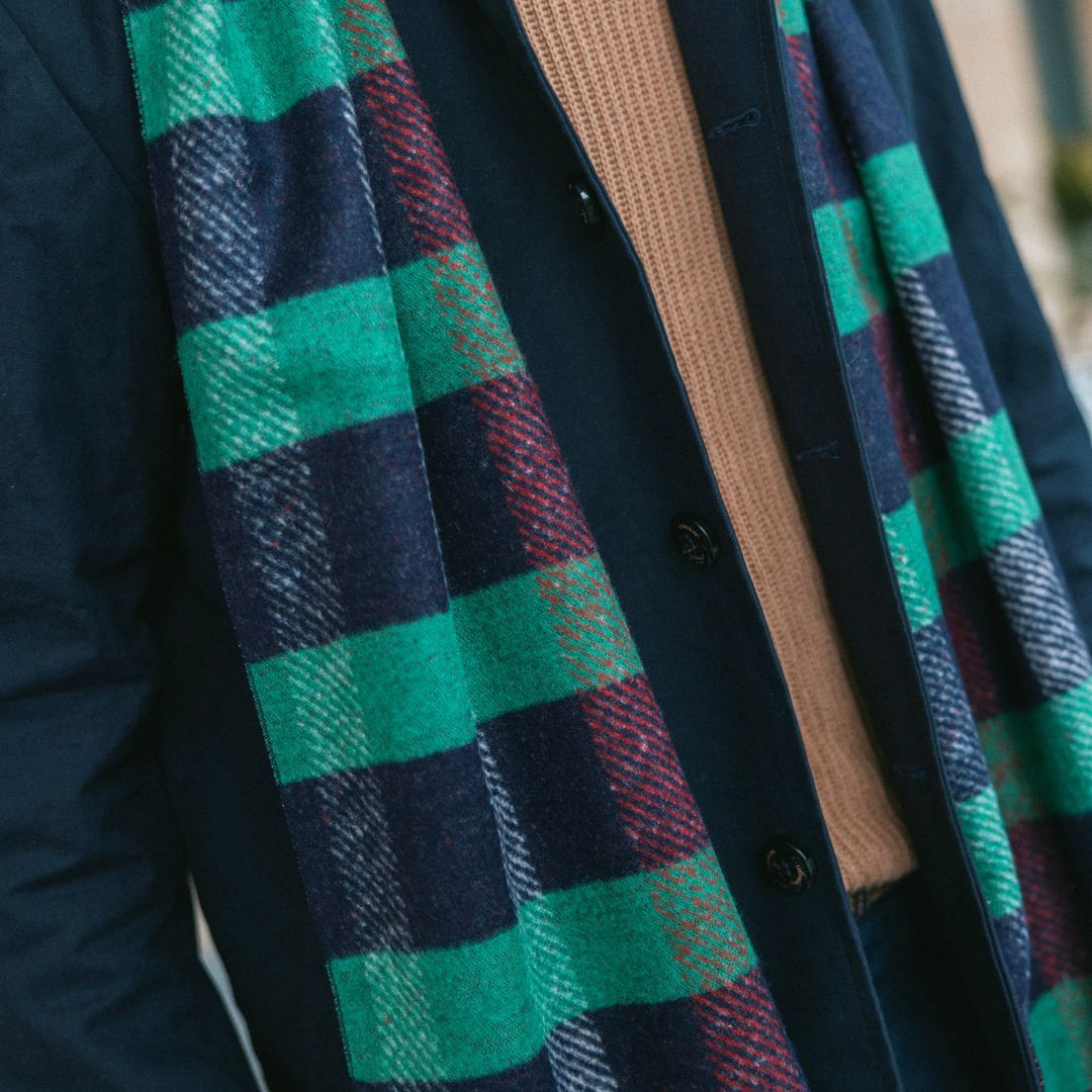 Green & Navy Stripe Bamboo Scarf