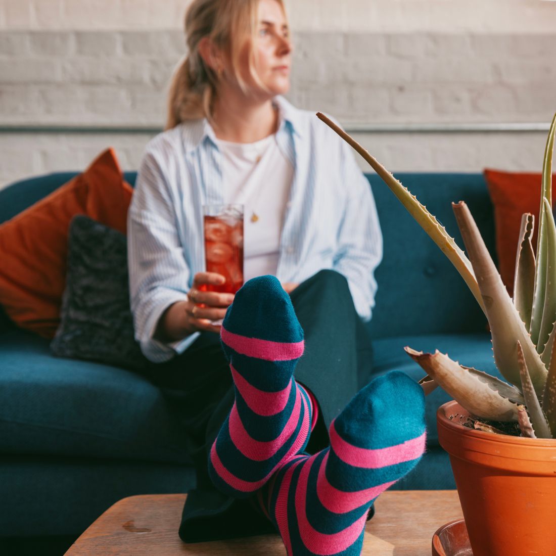 Rich Pink Striped Bamboo Socks