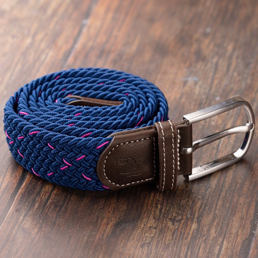 Woven Belt - Navy & Pink Dot