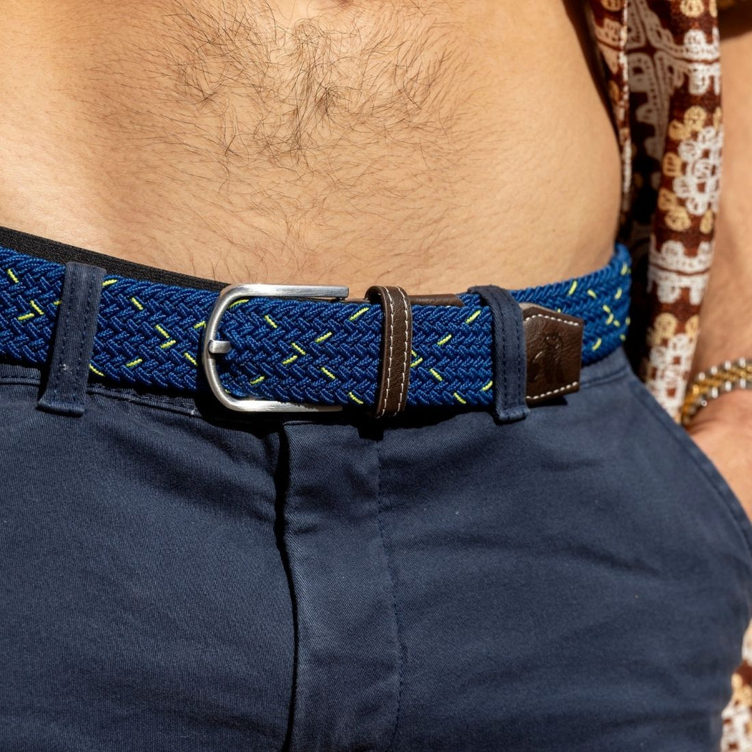 Woven Belt - Navy & Green Dot