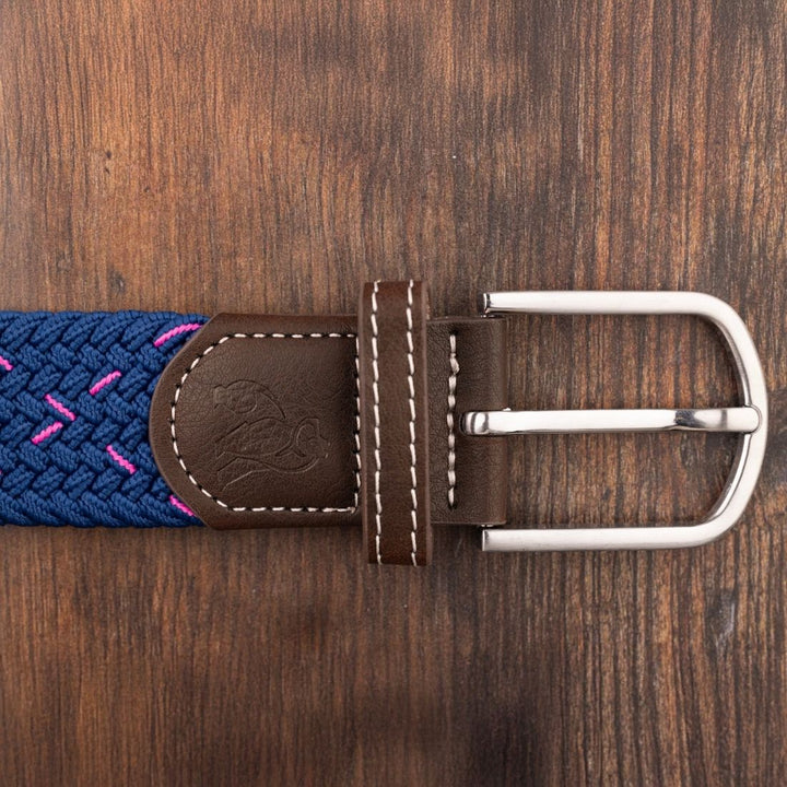 Woven Belt - Navy & Pink Dot