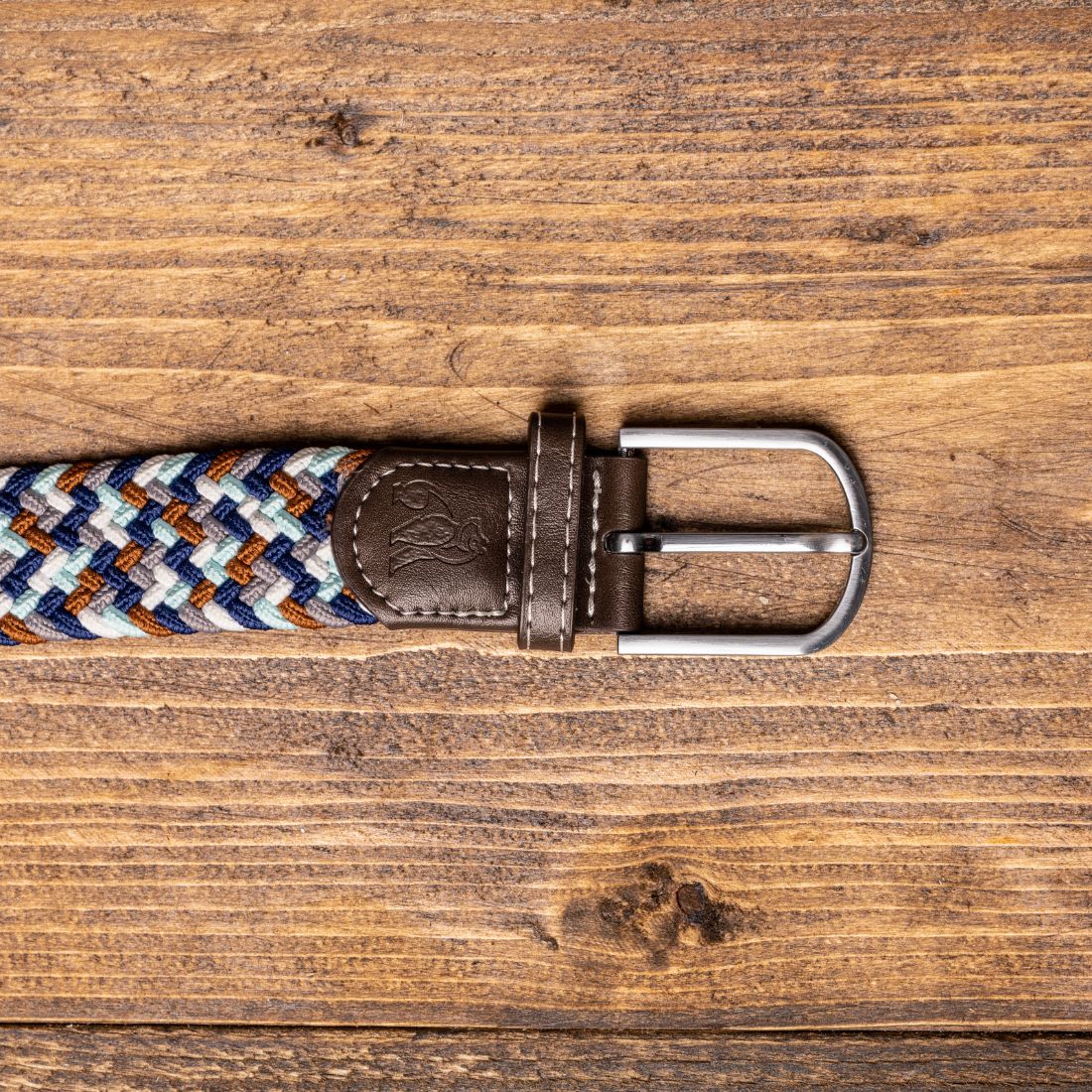 Woven Belt - Navy / Grey & Brown Zigzag