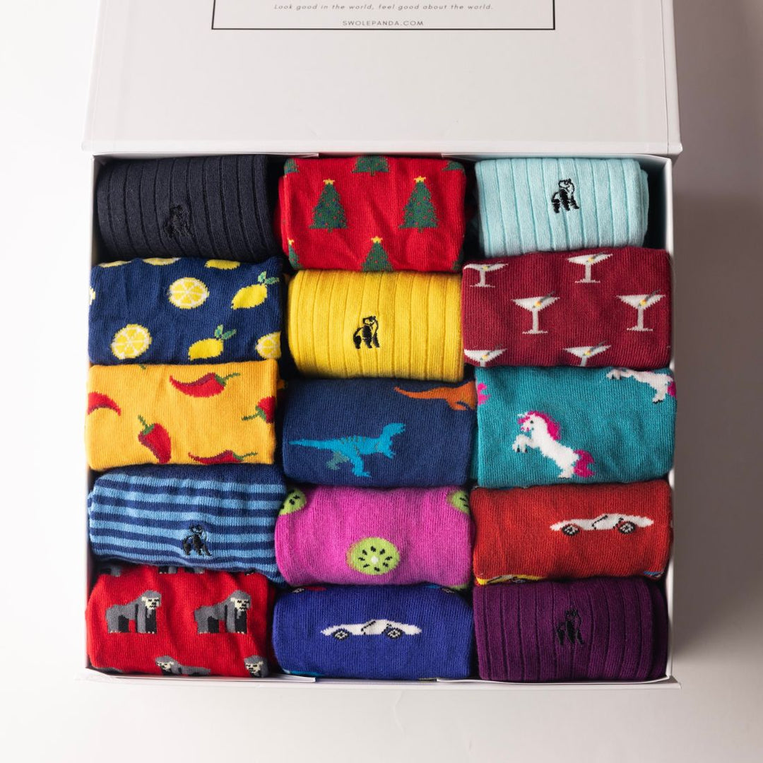 Ultimate Style Sock Box - 15 Pairs of Bamboo Socks
