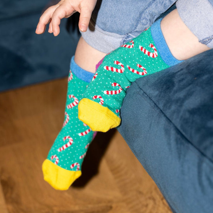 Children's Candy Cane Bamboo Socks