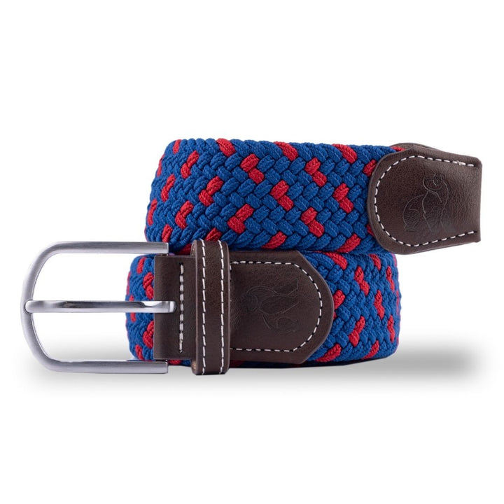 Woven Belt - Navy / Burgundy Spot