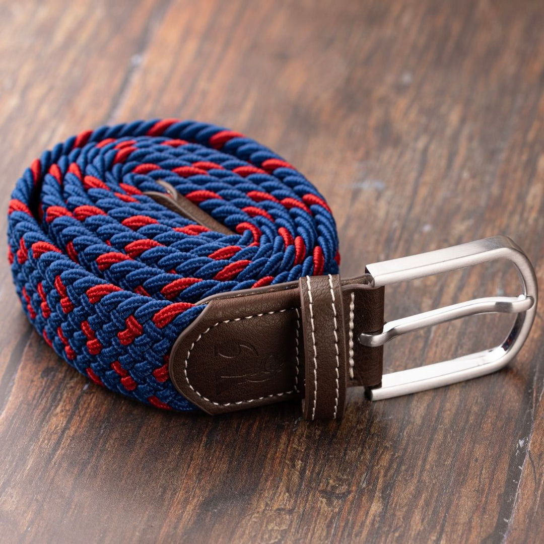 Woven Belt - Navy / Burgundy Spot