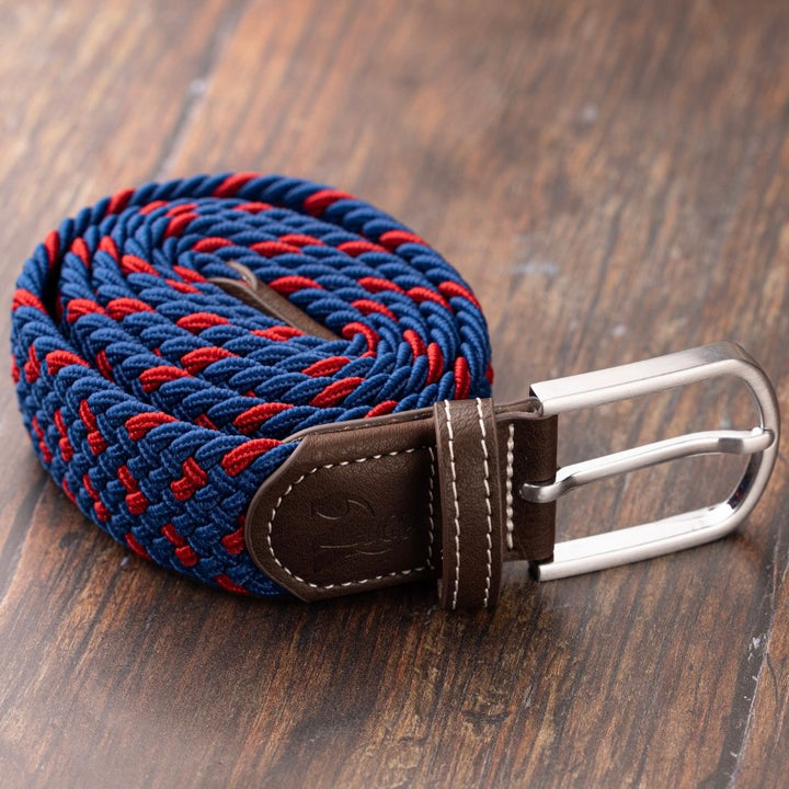Woven Belt - Navy / Burgundy Spot