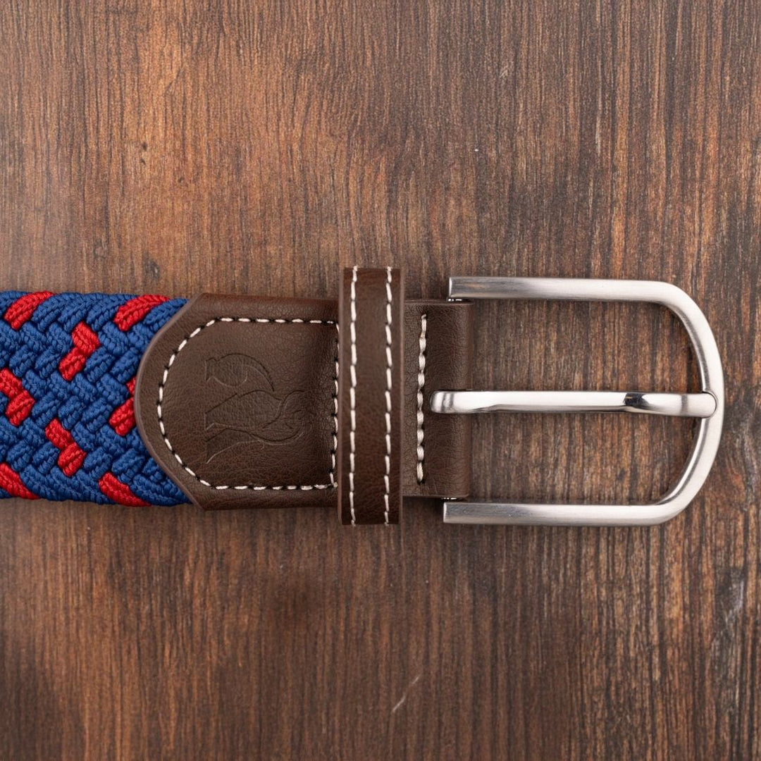 Woven Belt - Navy / Burgundy Spot