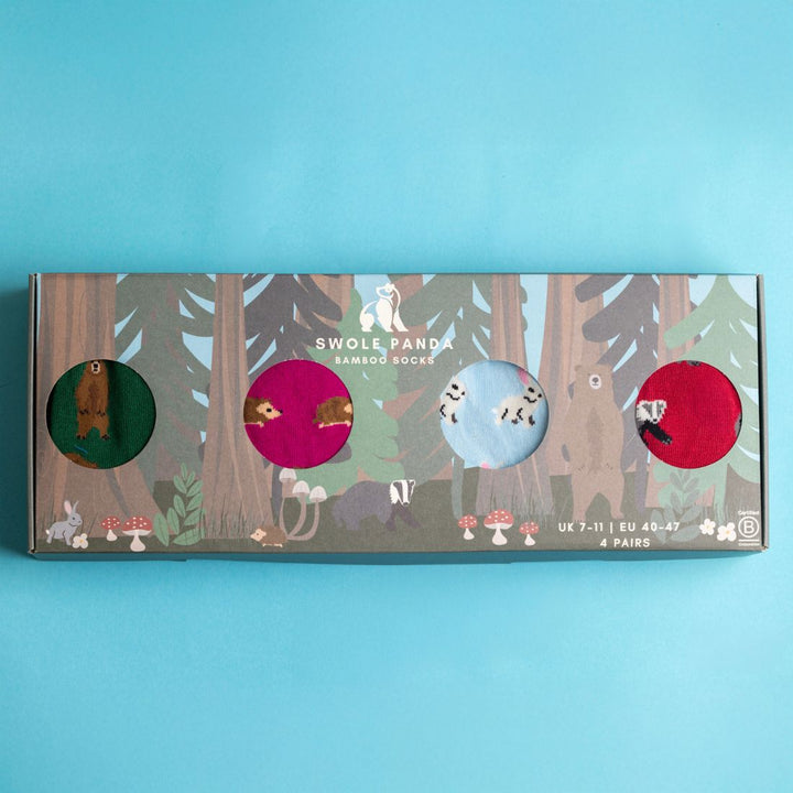 Woodland Sock Box - 4 Pairs of Bamboo Socks (His)