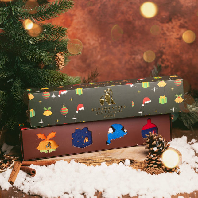 Swole Panda New Releases - Green Christmas Drawer Box - 4 Pairs of Bamboo Socks (His)