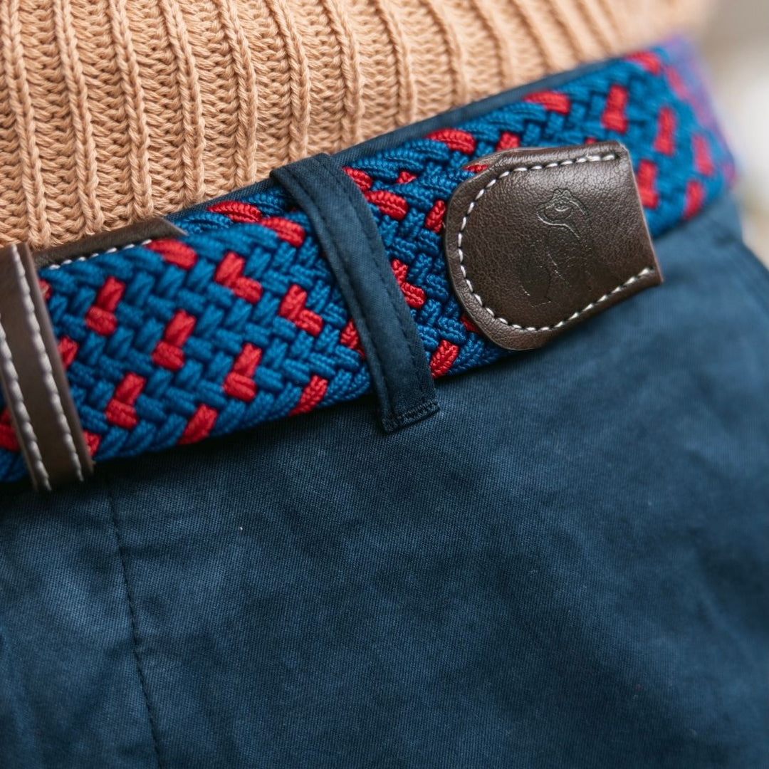 Woven Belt - Navy / Burgundy Spot
